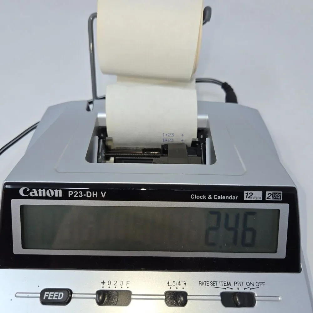 Canon P23-DH V Printing Calculator w/ 2 Rolls Paper Ink AC Adapter Tested Works
